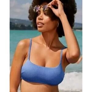 Aerie Shine Pique Twist High Cut Cheeky & Longline Scoop Bikini Set Womens Size